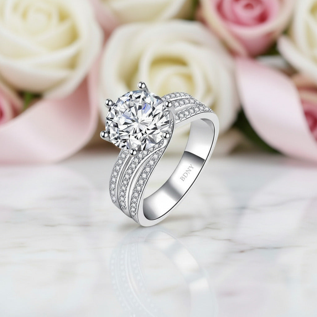5.0 Ct Round Cut Full Diamond Option Ring-Black Diamonds New York