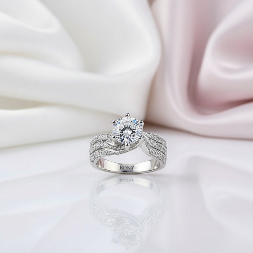 5.0 Ct Round Cut Full Diamond Option Ring-Black Diamonds New York