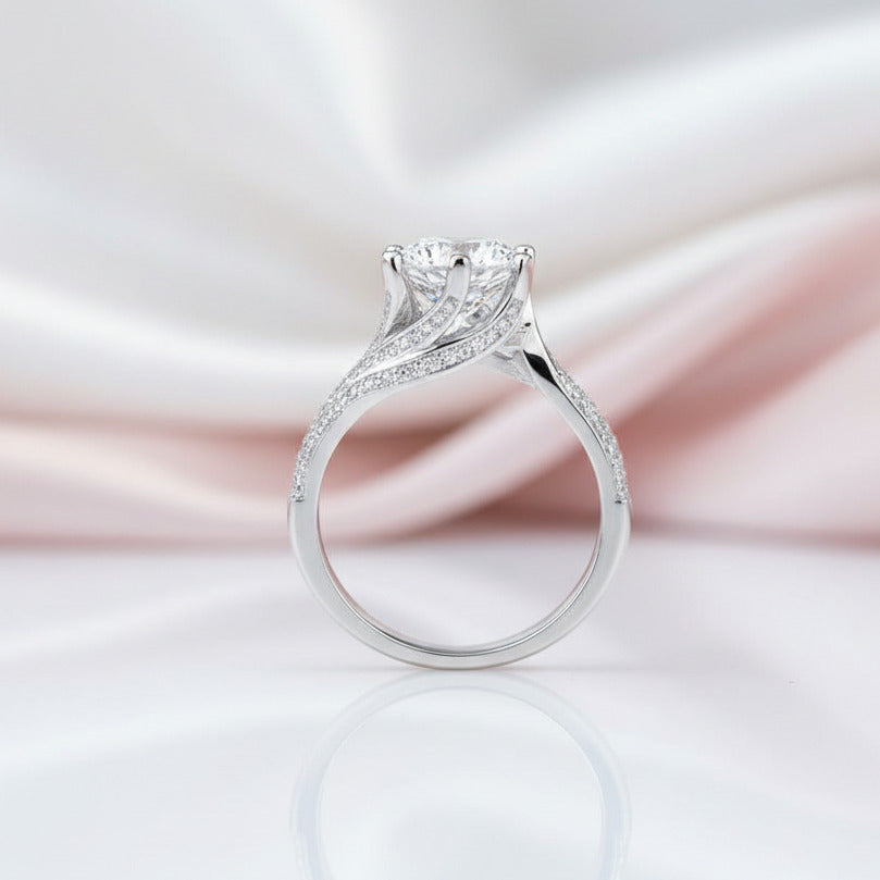 5.0 Ct Round Cut Full Diamond Option Ring-Black Diamonds New York