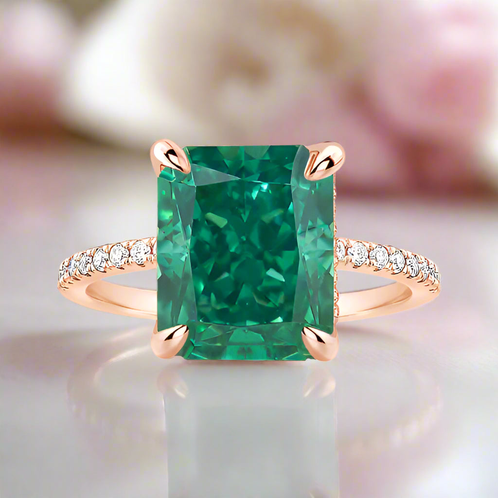 5.0ct Paraiba Tourmaline Radiant Cut Engagement Ring-Black Diamonds New York
