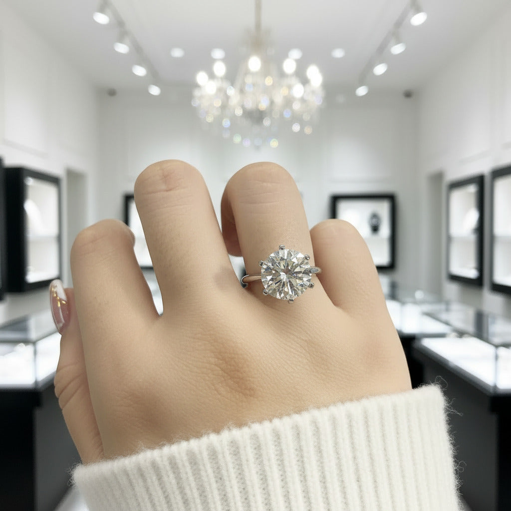 5.0 Carat Round Cut Diamond Option Engagement Ring-Black Diamonds New York