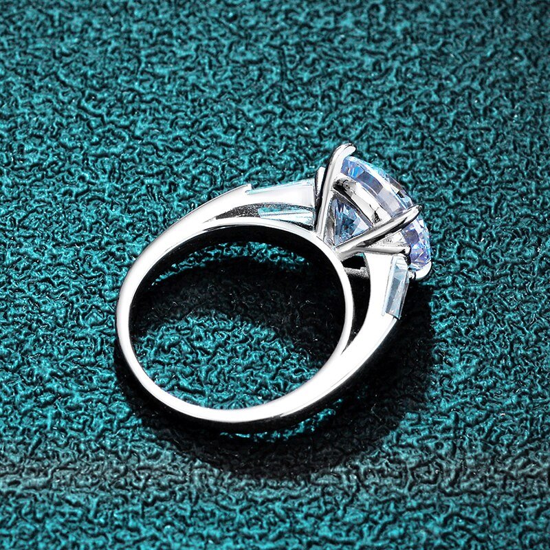 5.0 ct Round Cut Moissanite White Gold Engagement Ring-Black Diamonds New York