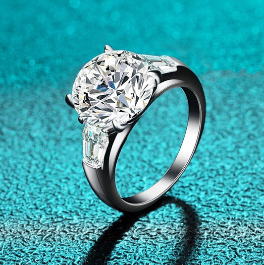 5.0 ct Round Cut Moissanite White Gold Engagement Ring-Black Diamonds New York