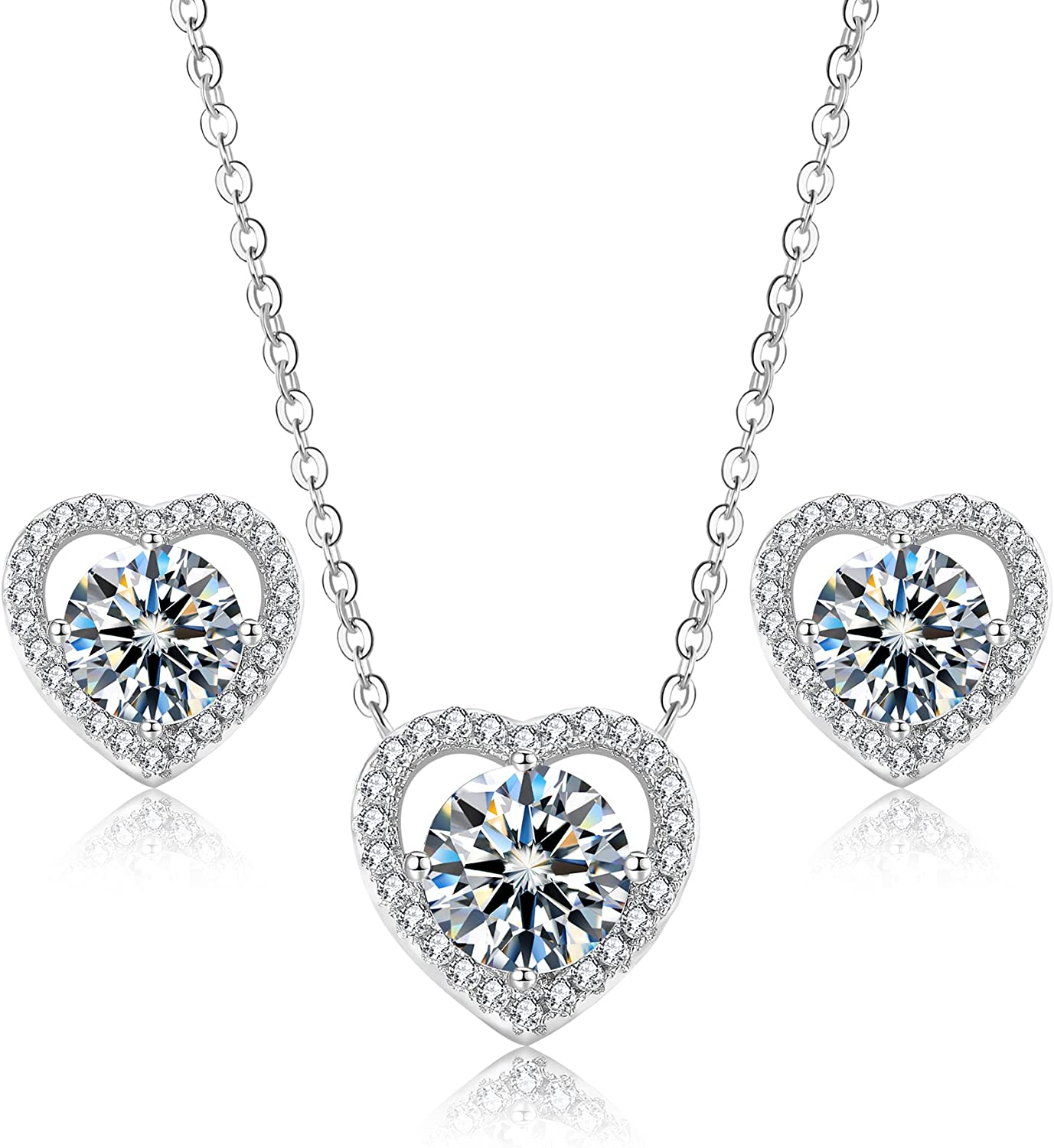 .50ct Certified Moissanite Happy Hearts Necklace and Earring Set-Black Diamonds New York