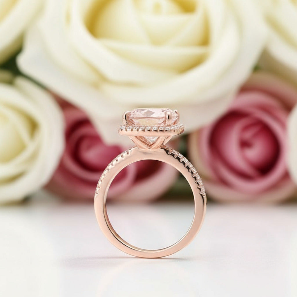 5.0ct Cushion Cut Diamond Pink Halo Engagement Ring-Black Diamonds New York