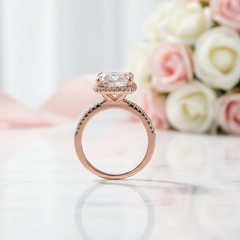 5.0ct Cushion Cut Diamond Pink Halo Engagement Ring-Black Diamonds New York