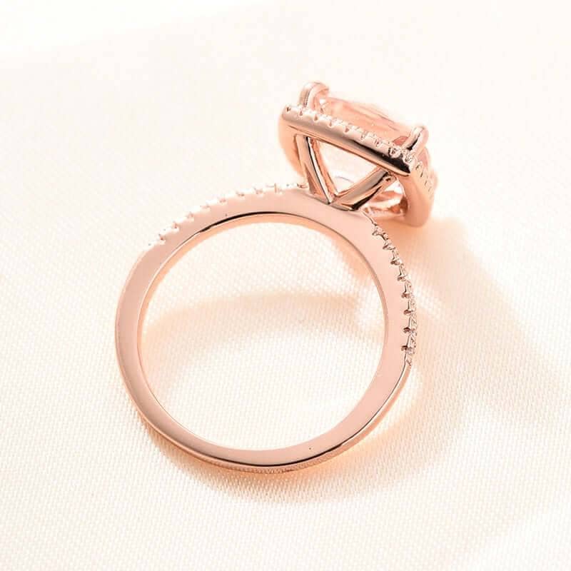 5.0ct Cushion Cut Simulated Diamond Pink Halo Engagement Ring-Black Diamonds New York