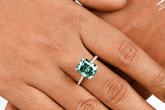 5.0ct Simulated Paraiba Tourmaline Radiant Cut Engagement Ring - Black Diamonds New York