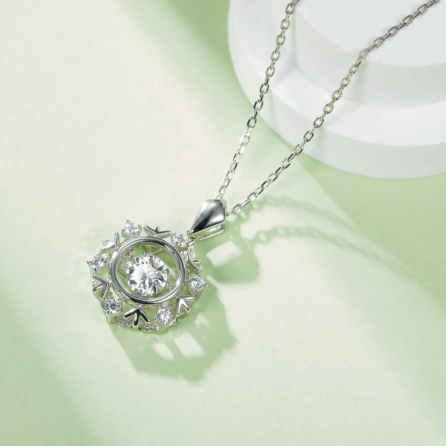 5.0mm 0.5Ct D Color Moissanite Snowflake Pendant Necklace - Black Diamonds New York
