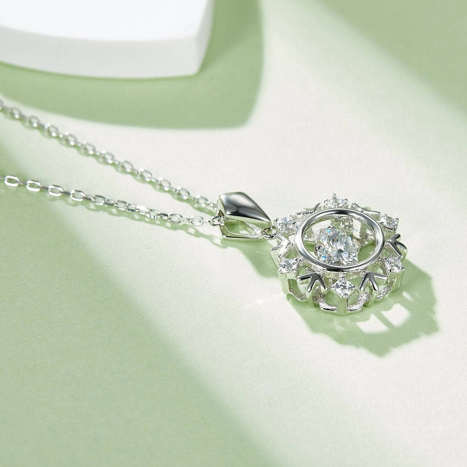 5.0mm 0.5Ct D Color Moissanite Snowflake Pendant Necklace - Black Diamonds New York