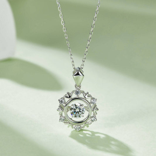 5.0mm 0.5Ct D Color Moissanite Snowflake Pendant Necklace-Black Diamonds New York
