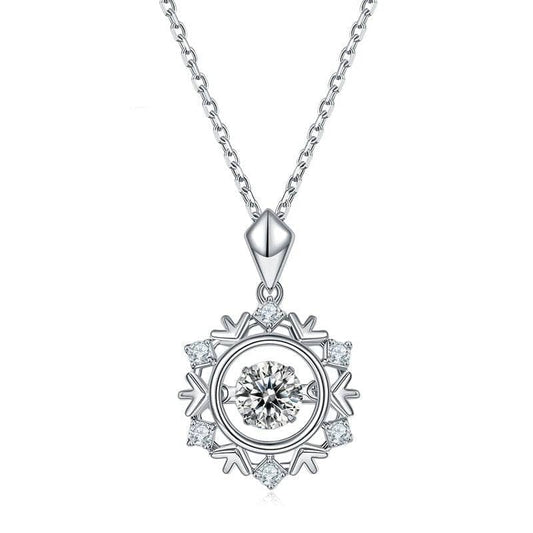 5.0mm 0.5Ct D Color Moissanite Snowflake Pendant Necklace-Black Diamonds New York