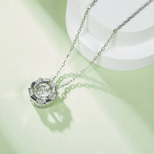 5.0mm 0.5Ct Dancing Moissanite Pendant Necklace-Black Diamonds New York