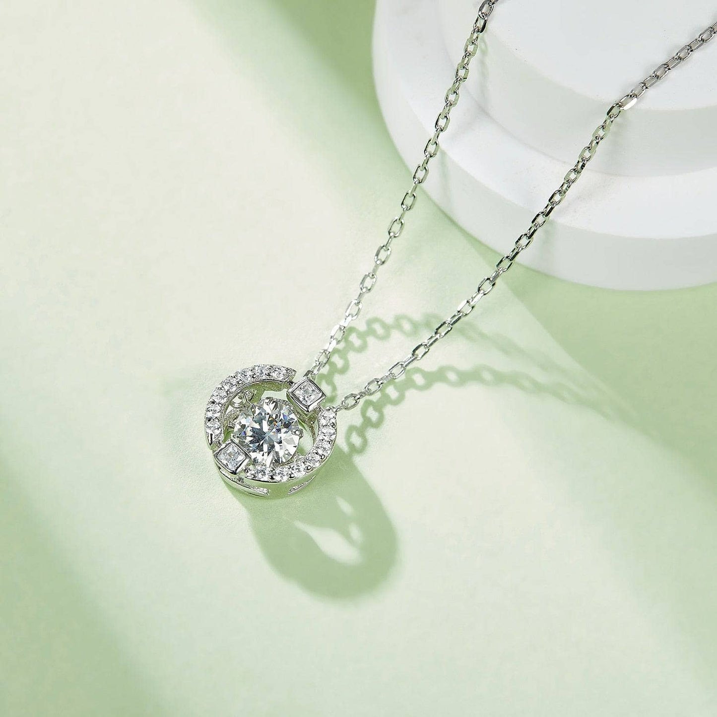 5.0mm 0.5Ct Moissanite Dancing Diamond Pendant Necklace - Black Diamonds New York