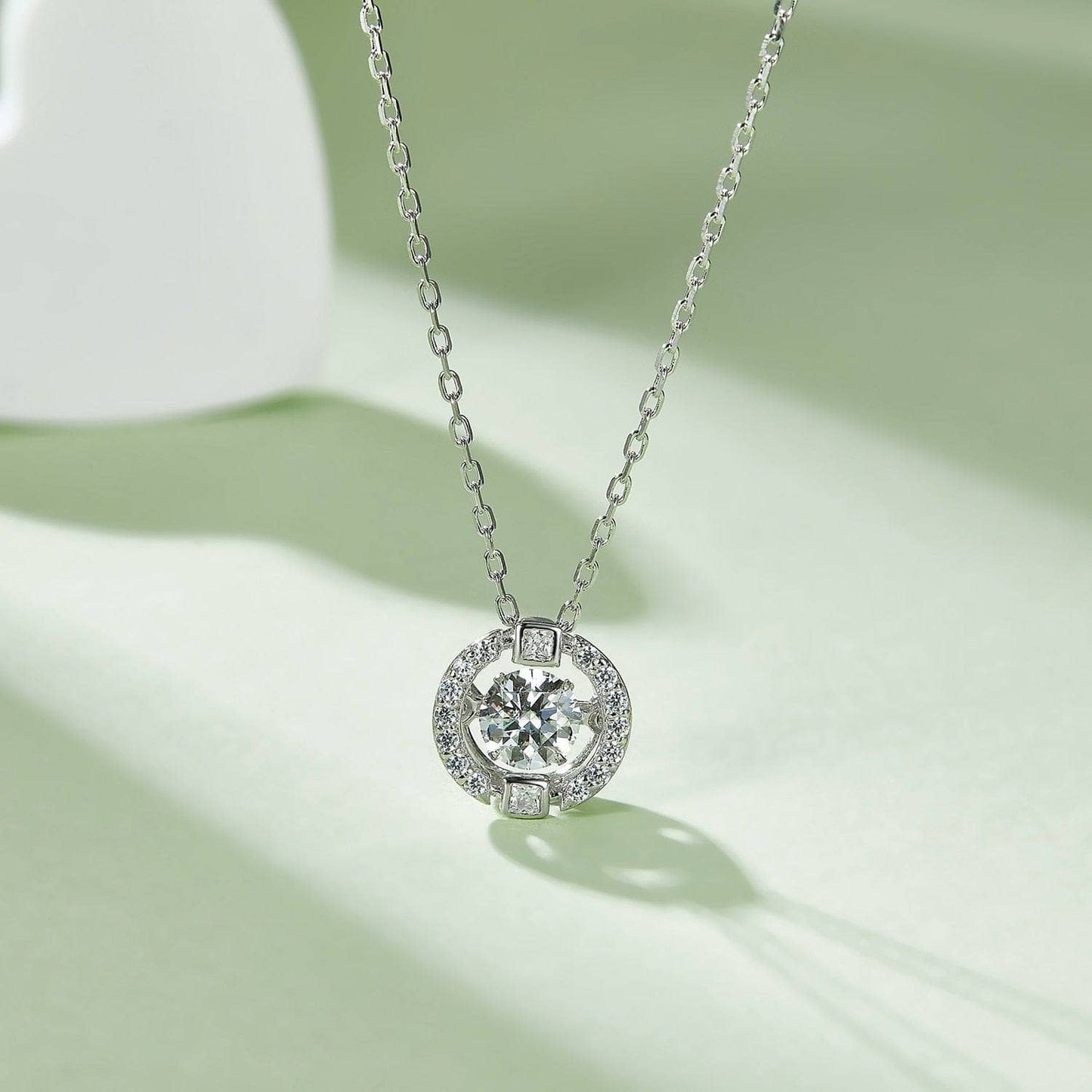 5.0mm 0.5Ct Moissanite Dancing Diamond Pendant Necklace - Black Diamonds New York