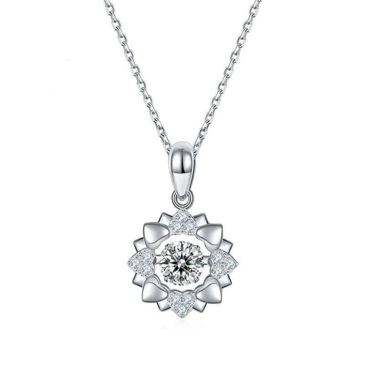 5.0mm 0.5Ct Moissanite Dancing Kaleidoscope Style Pendant Necklace-Black Diamonds New York