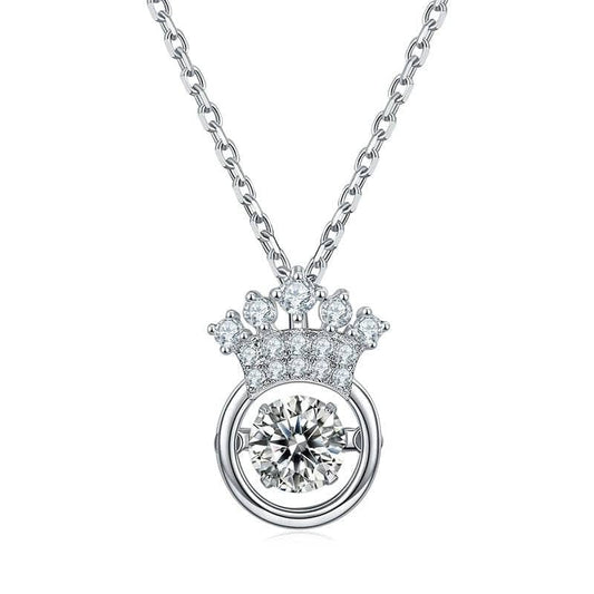 5.0mm 0.5Ct Round Moissanite Crown Pendant Necklace-Black Diamonds New York