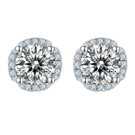 5.0mm 1.0Ct D Color Moissanite Diamond Stud Earrings-Black Diamonds New York