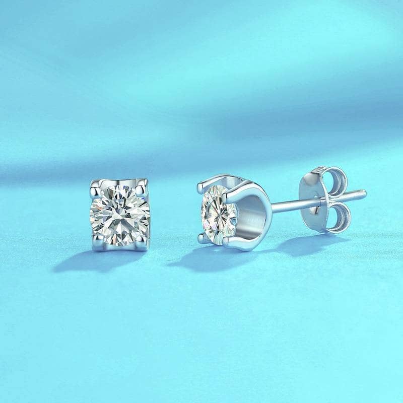 5.0mm 1.0Ct Round Moissanite Diamond Stud Earrings - Black Diamonds New York