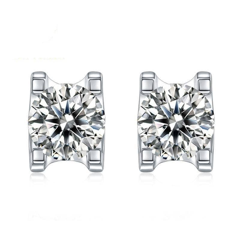 5.0mm 1.0Ct Round Moissanite Diamond Stud Earrings - Black Diamonds New York