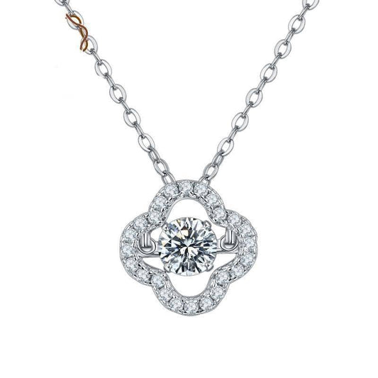 5.0mm D Color 0.5Ct Moissanite Diamond Clover Pendant Necklace - Black Diamonds New York