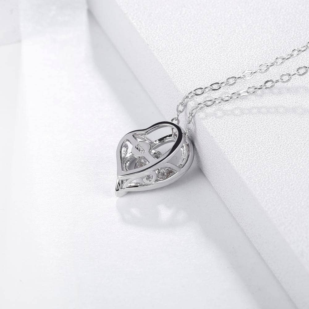 5.0mm D Color 0.5Ct Moissanite Diamond Heart Necklace-Black Diamonds New York