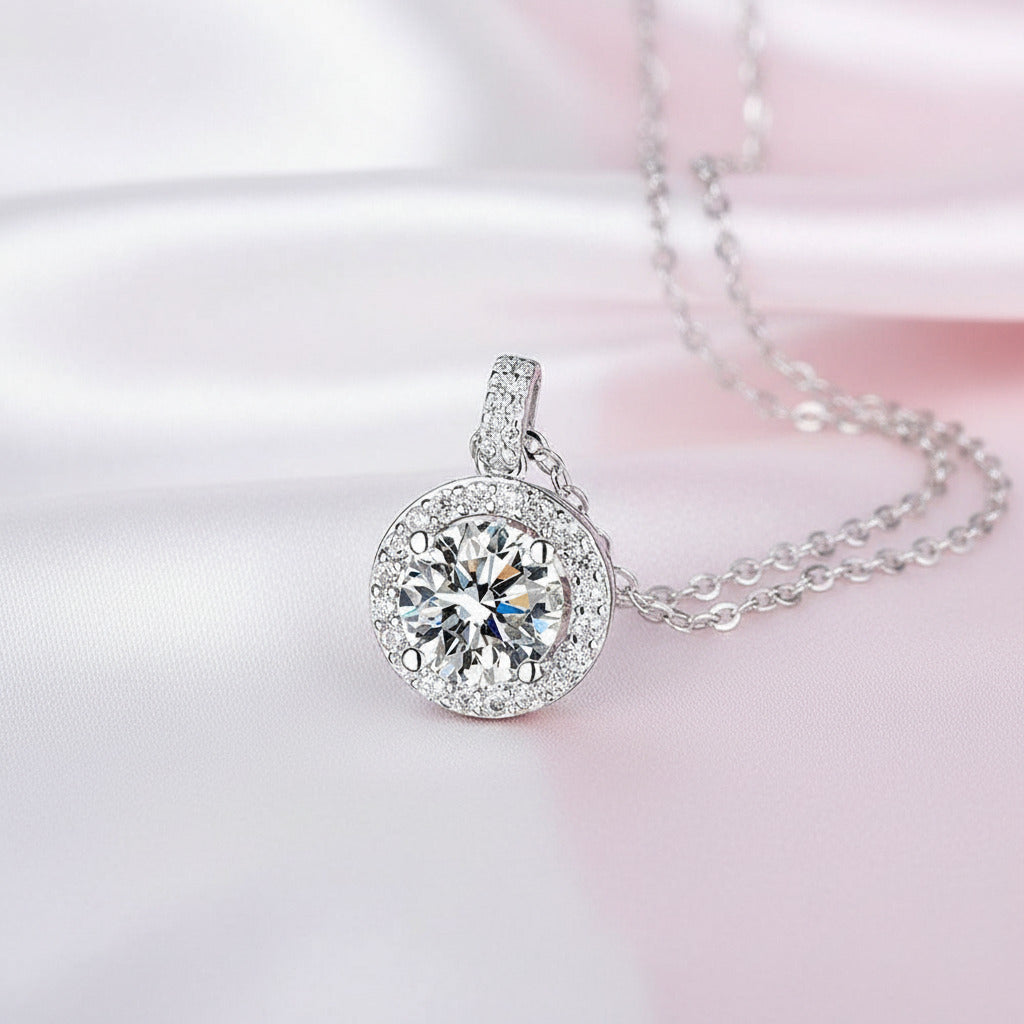 5/10ct Classic Round Bag Diamond Pendant Necklace-Black Diamonds New York