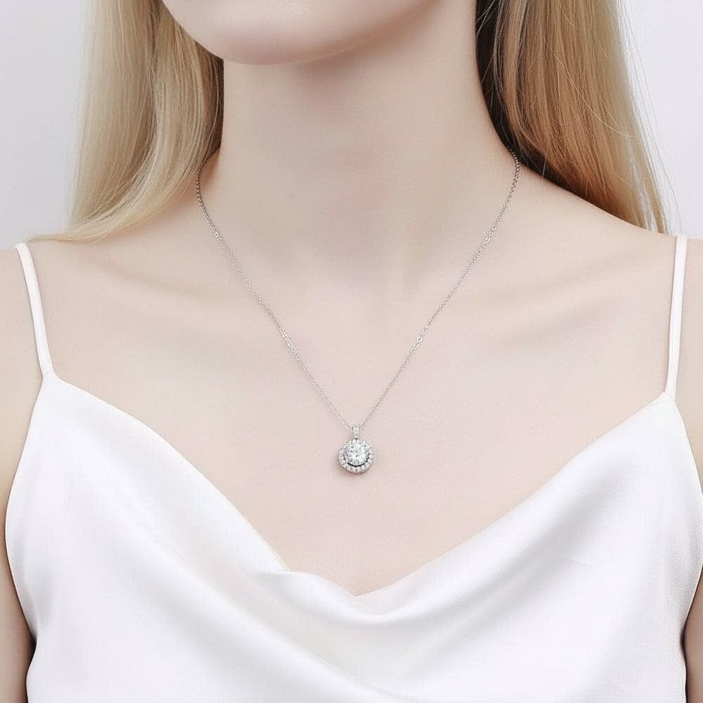 10ct Classic Round Bag Diamond Pendant Necklace-Black Diamonds New York