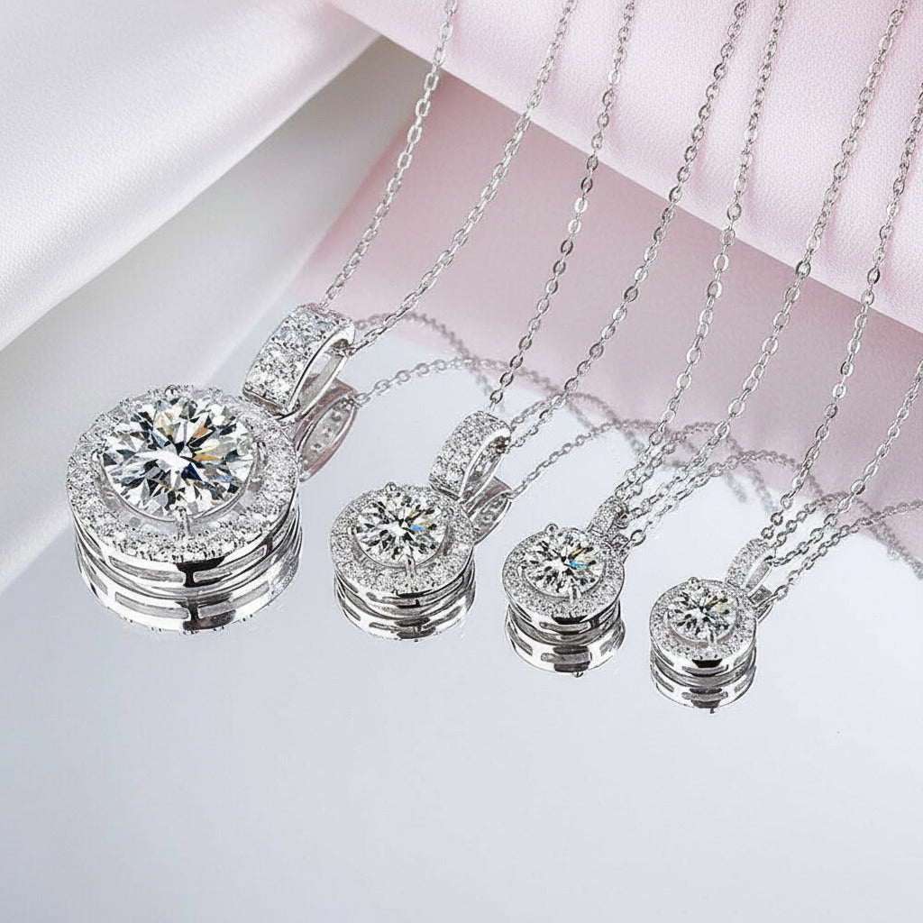 5/10ct Classic Round Bag Diamond Pendant Necklace-Black Diamonds New York