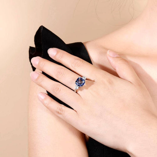 5.22Ct Natural Iolite Blue Mystic Quartz Sky Blue Topaz Ring - Black Diamonds New York