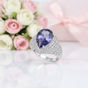 5.22Ct Lolite Blue Mystic Quartz Cocktail Ring-Black Diamonds New York