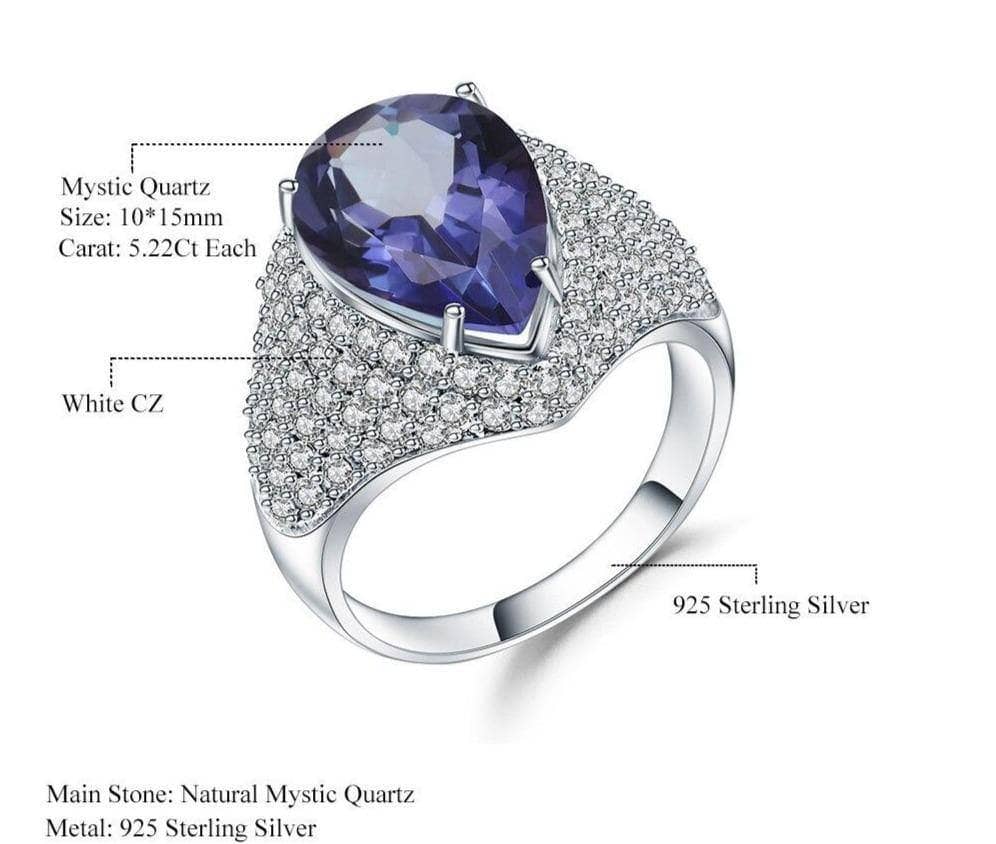 5.22Ct Natural Lolite Blue Mystic Quartz Cocktail Ring-Black Diamonds New York
