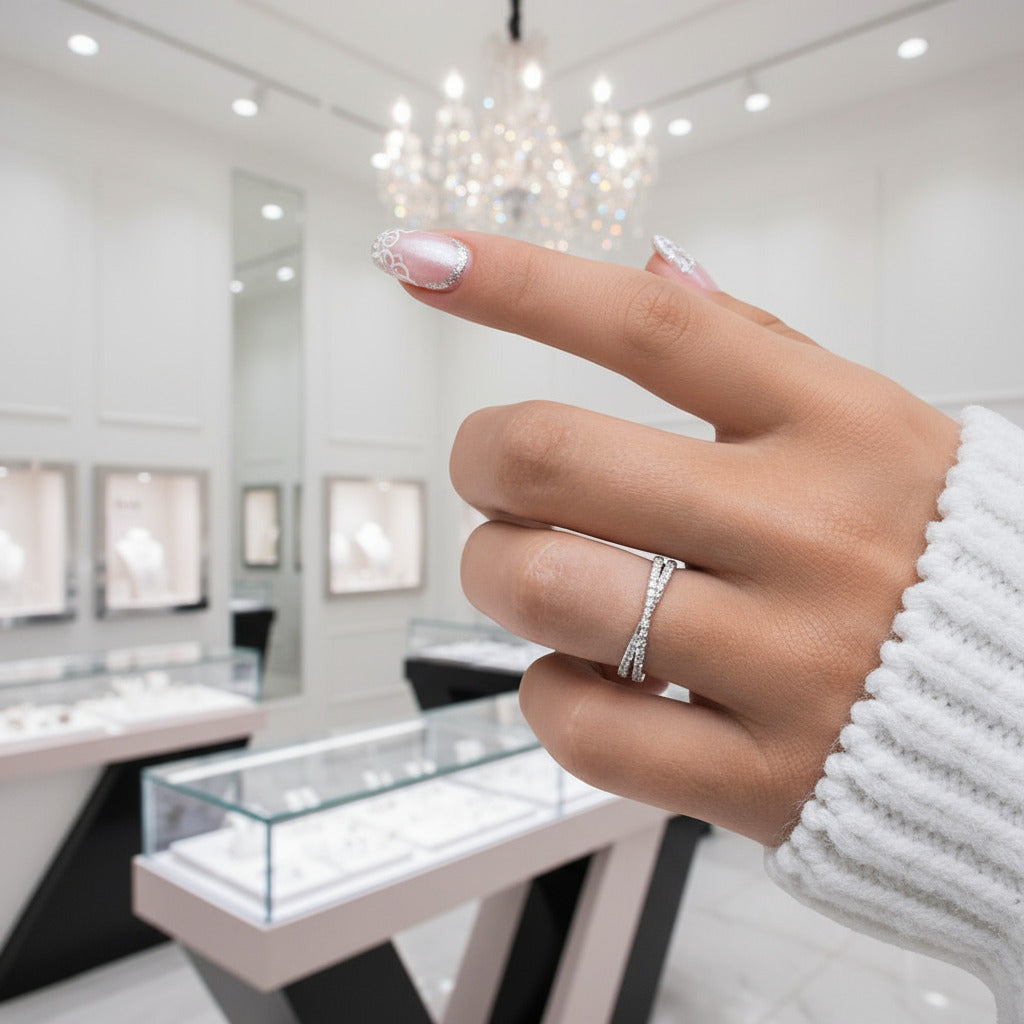 5 Pieces Stackable Ring Band Set-Black Diamonds New York