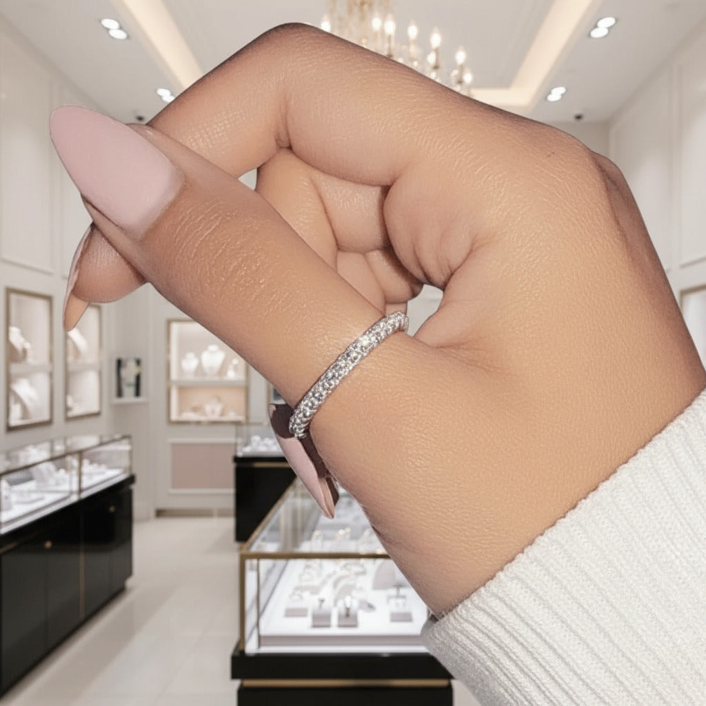 5 Pieces Stackable Ring Band Set-Black Diamonds New York