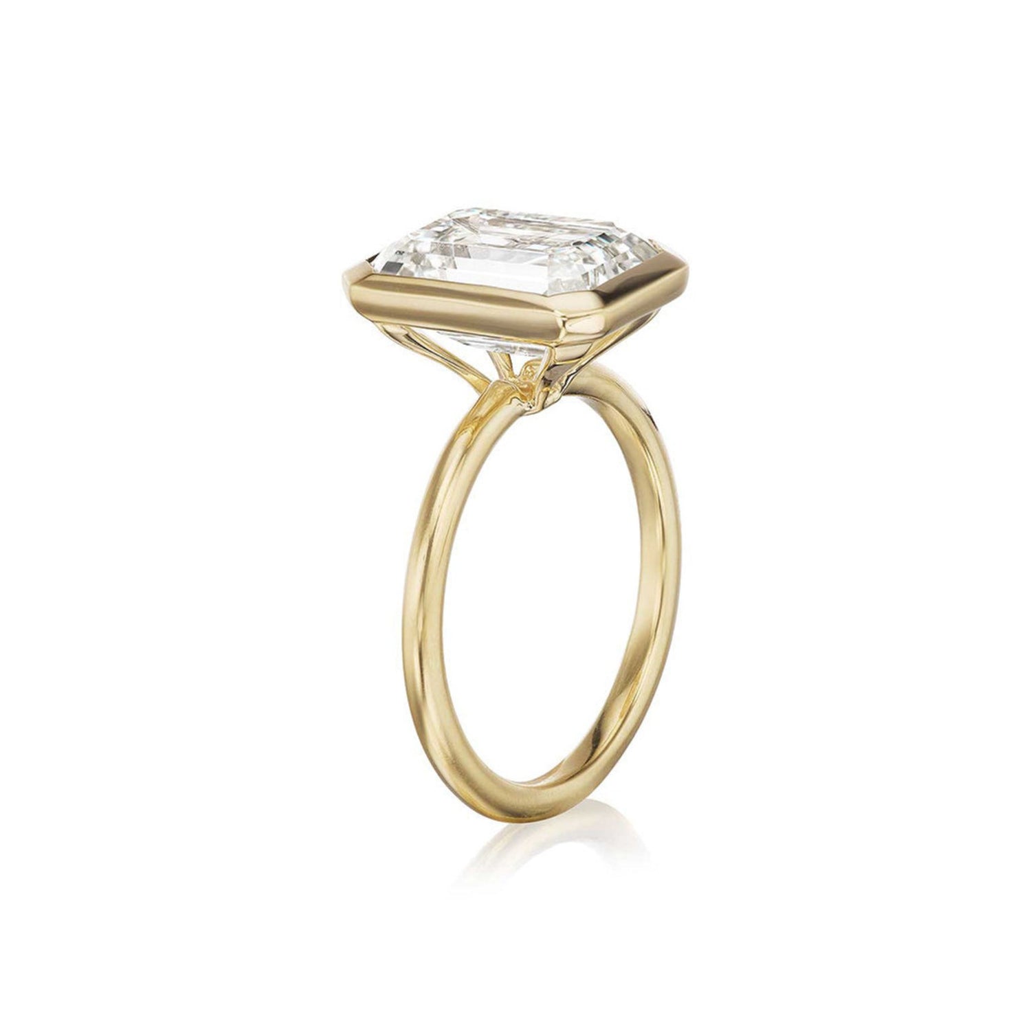 5ct Emeral Cut Diamond Bezel Engagement Ring-Black Diamonds New York