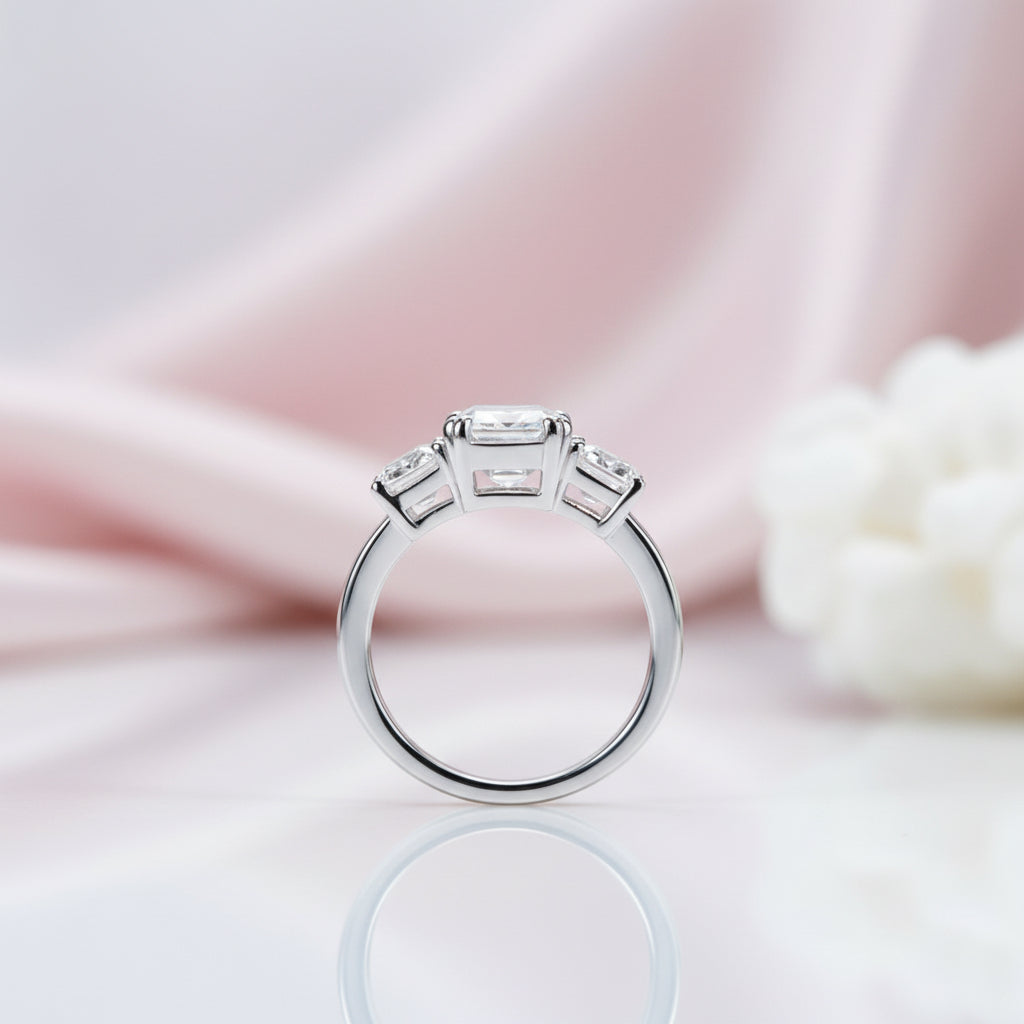 5ct Emerald Cut Diamond Option Three Stone Engagement Ring-Black Diamonds New York