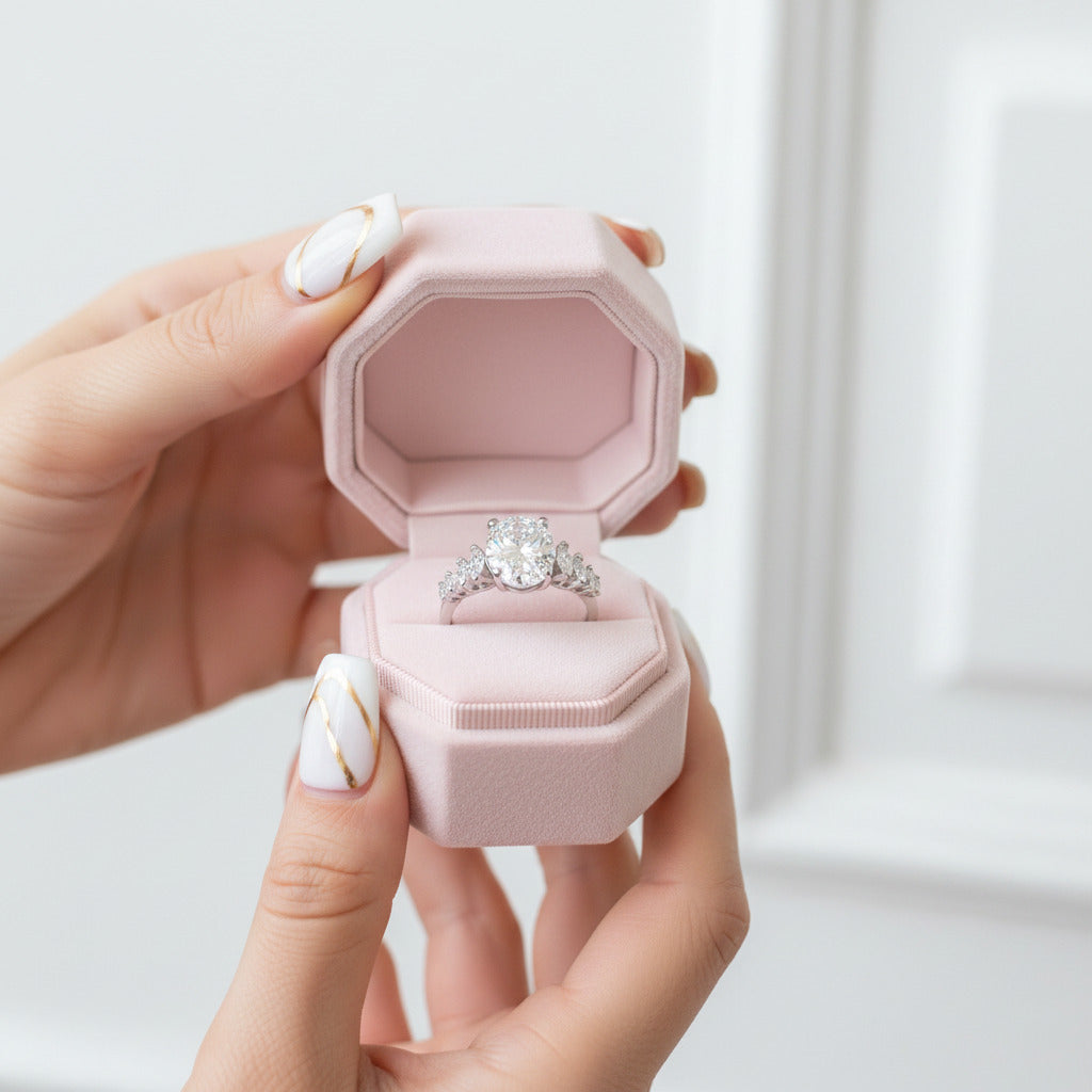 5ct Luxury Oval Cut Diamond Engagement Ring-Black Diamonds New York