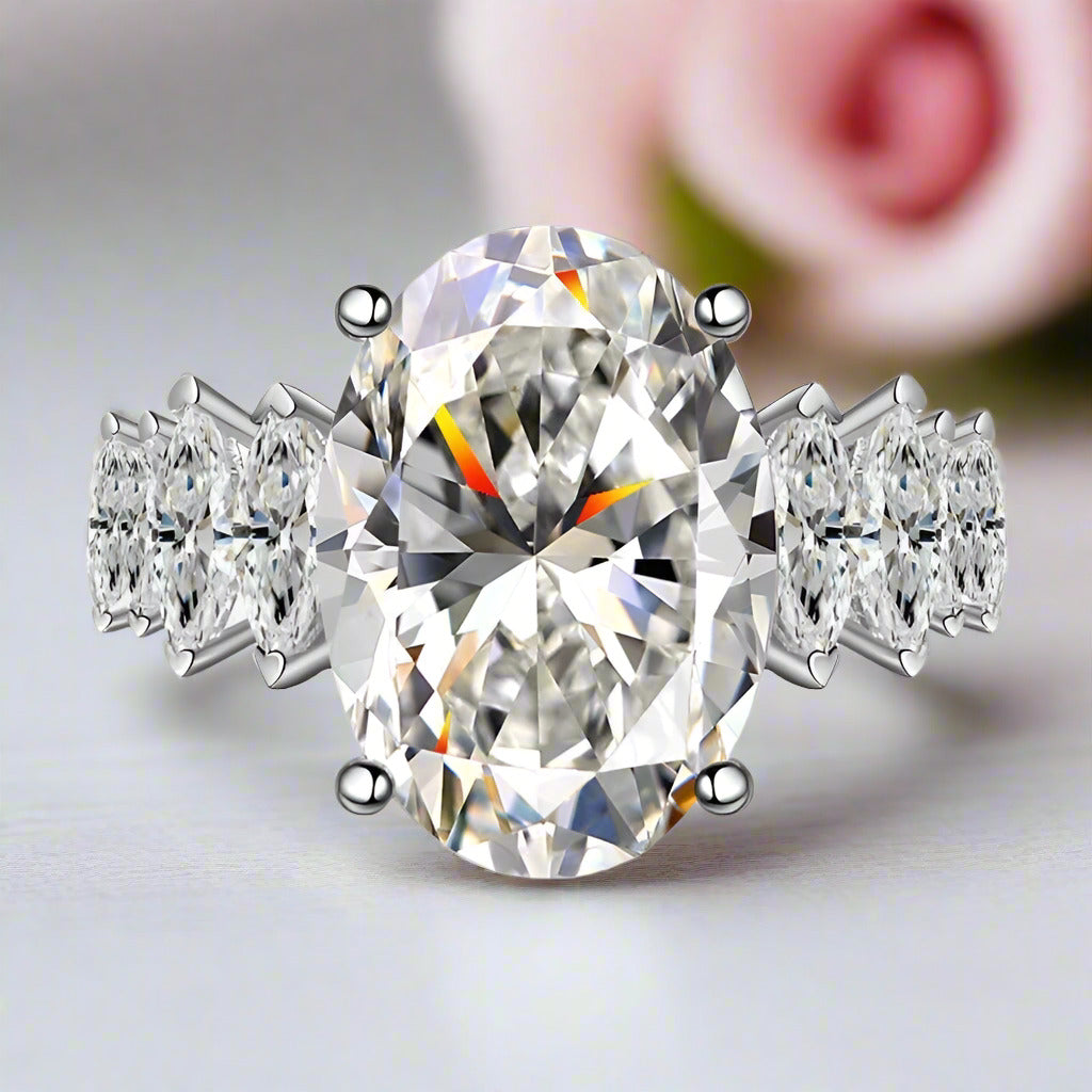 5ct Luxury Oval Cut Diamond Engagement Ring-Black Diamonds New York