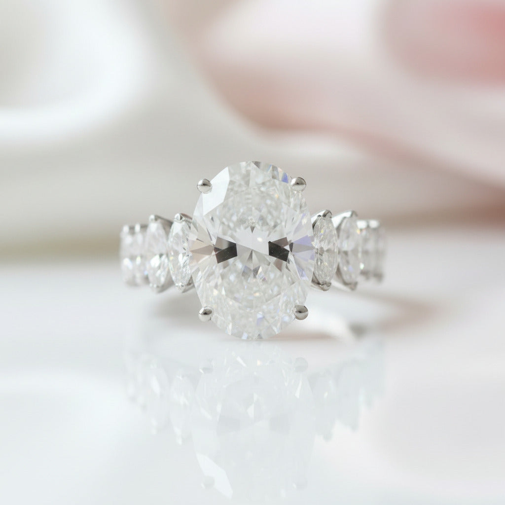 5ct Luxury Oval Cut Diamond Option Engagement Ring-Black Diamonds New York