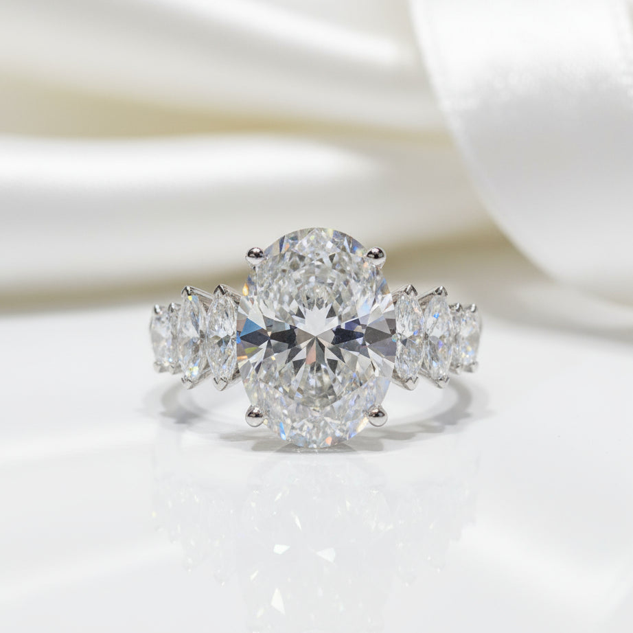 5ct Luxury Oval Cut Diamond Engagement Ring-Black Diamonds New York