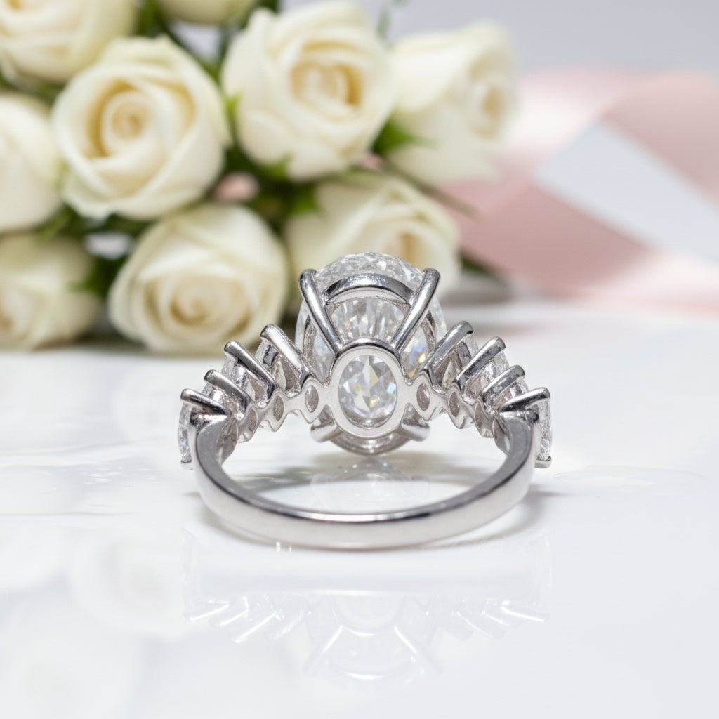 5ct Luxury Oval Cut Diamond Engagement Ring-Black Diamonds New York