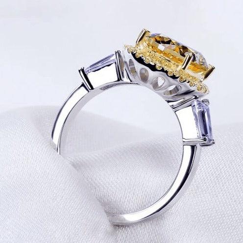5ct Luxury Oval Yellow Diamond Ring-Black Diamonds New York
