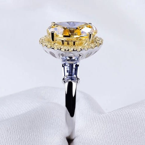 5ct Luxury Oval Yellow Diamond Ring-Black Diamonds New York