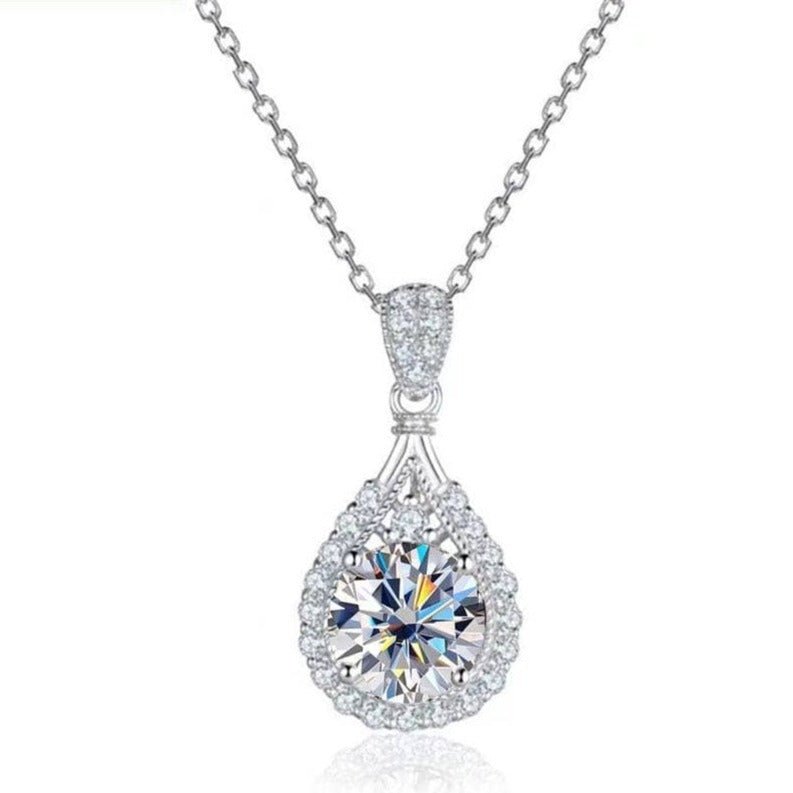5ct Moissanite Water Drop Pendant Necklace-Black Diamonds New York