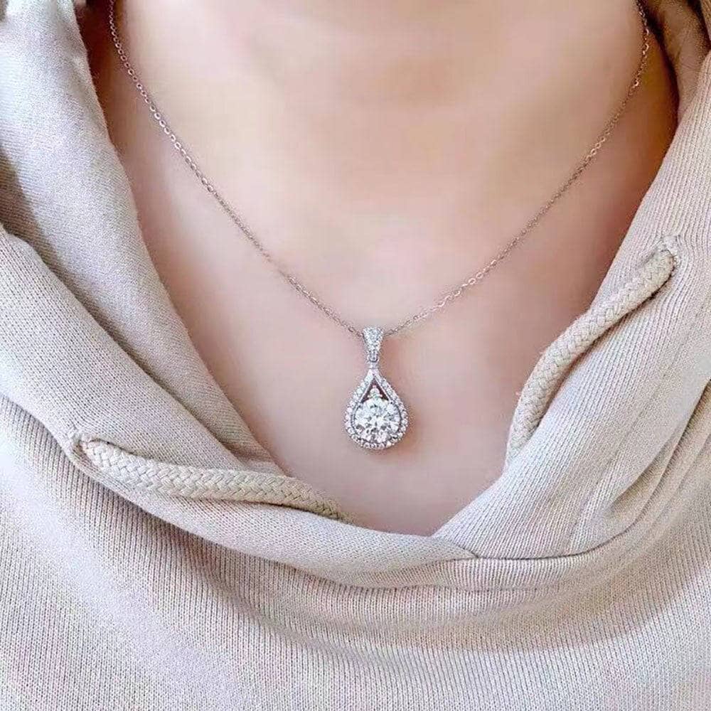 5ct Moissanite Water Drop Pendant Necklace-Black Diamonds New York