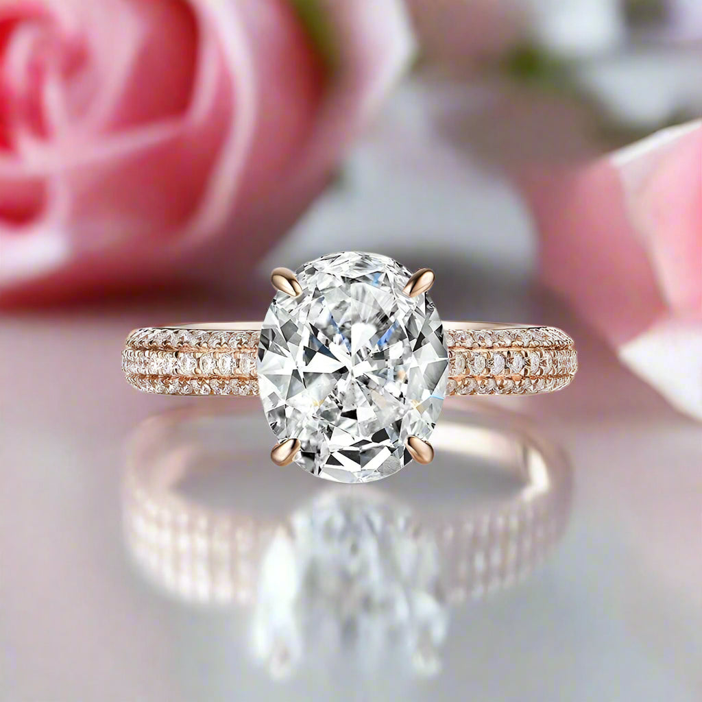 5ct Oval-Cut Diamond Solitaire 10k Rose Gold Ring-Black Diamonds New York