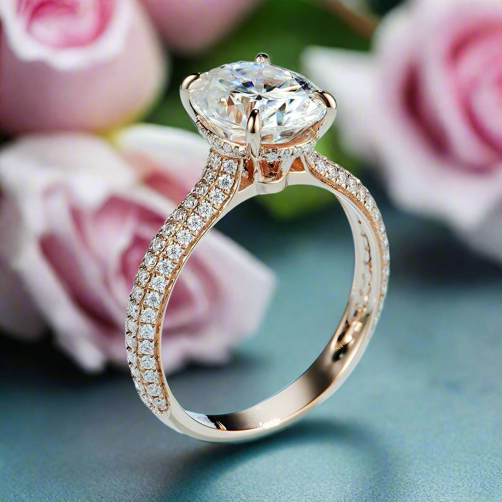 5ct Oval-Cut Diamond Solitaire 10k Rose Gold Ring-Black Diamonds New York