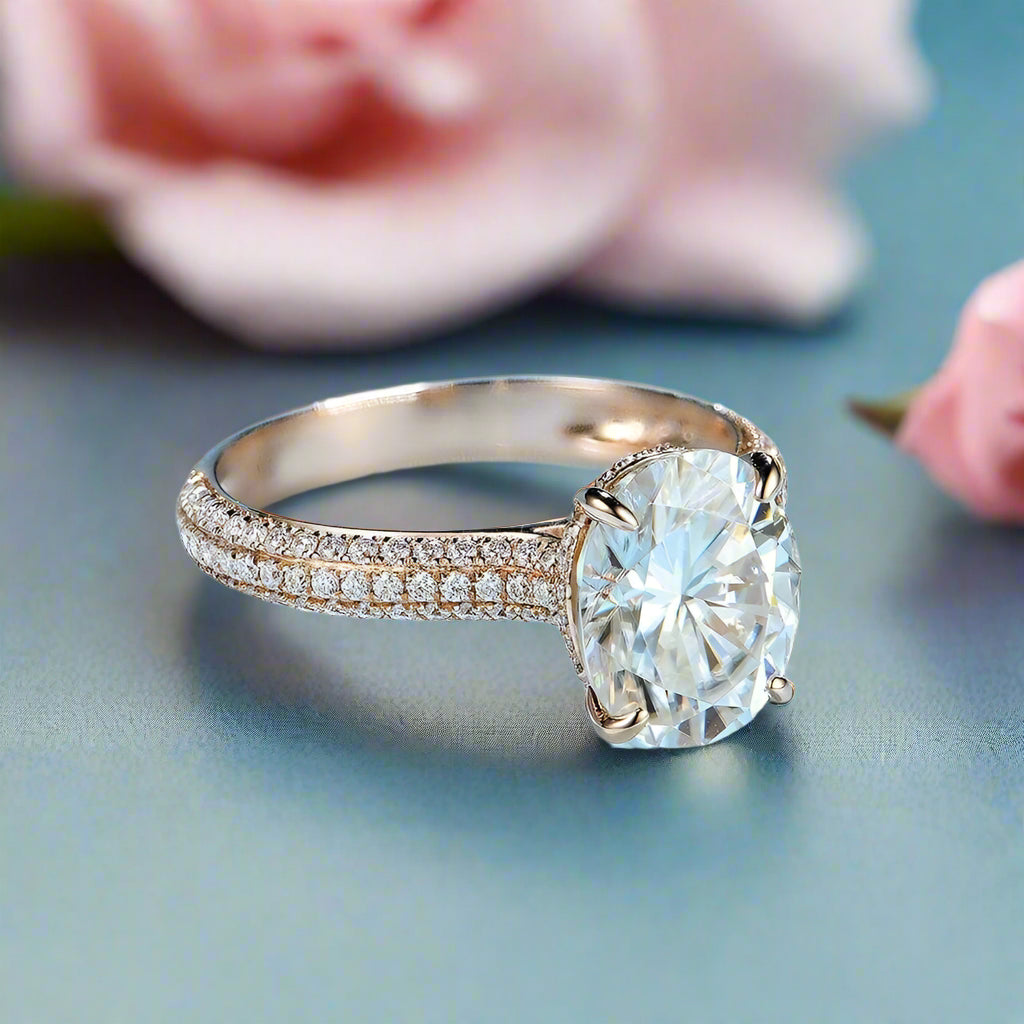 5ct Oval-Cut Diamond Solitaire 10k Rose Gold Ring-Black Diamonds New York