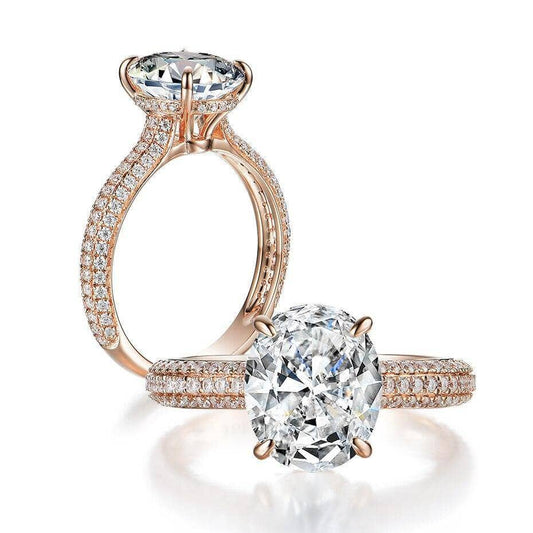 5ct Oval-Cut Diamond Solitaire 10K Rose Gold Ring-Black Diamonds New York