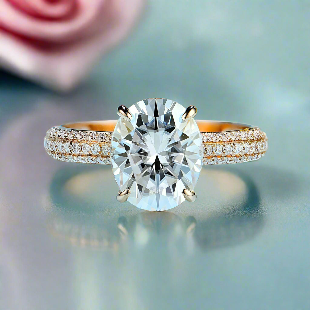 5ct Oval-Cut Diamond Solitaire 10k Rose Gold Ring-Black Diamonds New York